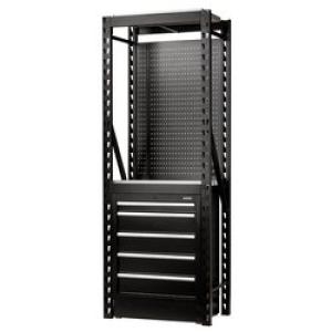 BUNKER® 13 Piece Modular Storage Combo 2 Tier Racking with Stainless Steel Shelving, Pegboard and Floor Cabinet, 750 mm