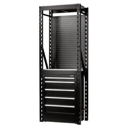 BUNKER® 13 Piece Modular Storage Combo 2 Tier Racking with Stainless Steel Shelving, Pegboard and Floor Cabinet, 750 mm