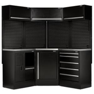 BUNKER® 18 PIECE MODULAR STORAGE CORNER COMBO WITH STAINLESS STEEL WORKTOP, 3454 MM