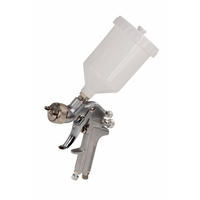 Fast Mover ToolsConventional gravity feed spray gun with 600ml paint pot. 1.8mm aircap