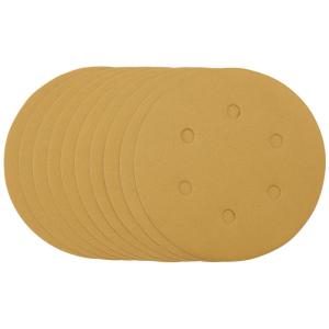 Gold Sanding Discs with Hook & Loop, 150mm, 320 Grit (Pack of 10)