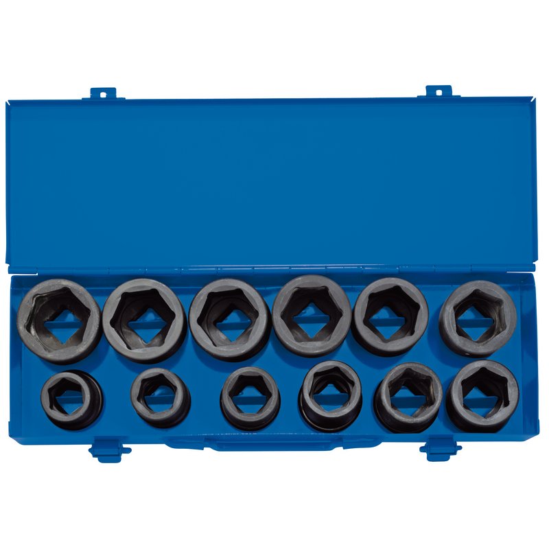 3/4" Sq. Dr. Combined MM/AF Impact Socket Set in Metal Case (12 Piece)