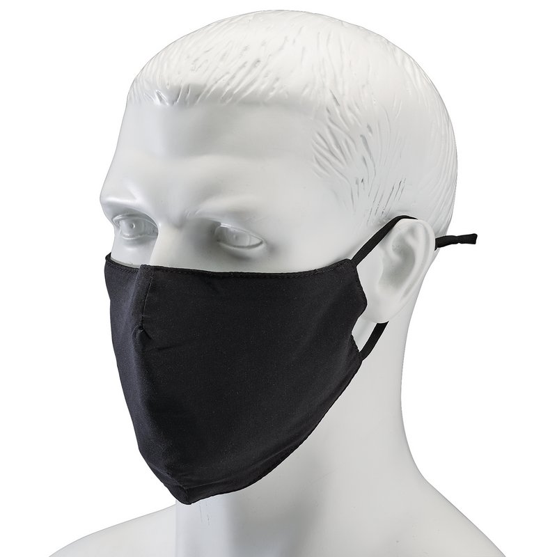 Fabric Reusable Face Masks, Black (Pack of 2)